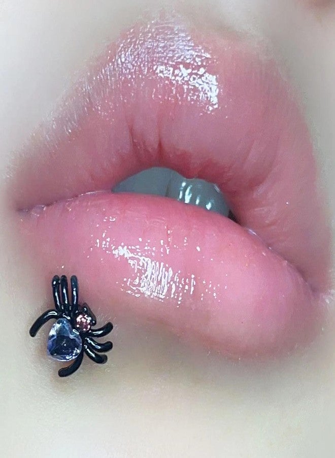 Izpack أقراط غضروفية بتصميم عنكبوت عتيق، مناسبة للرجال والنساء، مصنوعة من الفولاذ المقاوم للصدأ، مرصعة بكريستال وردي على شكل قلب، بتصميم مميز على شكل قلب، مناسبة للهالوين والعطلات، مقاس 16G - Image 3